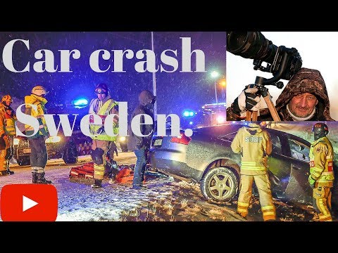 Car crash snow and black ice  in Sweden 2017