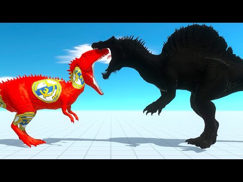 Real Madrid Carcharodontosaurus vs Naruto Spino VisionTrex Deathrun - Animal Revolt Battle Simulator