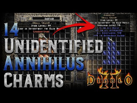 14 (15 LOL!!!) Unidentified Annihilus Charms - Diablo 2 - 1 nearly perfect god tier anni charm!!!
