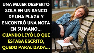 UNA MUJER DESPERTÓ SOLA EN UN BANCO DE UNA PLAZA Y ENCONTRÓ UNA NOTA EN SU MANO… CUANDO LEYÓ...