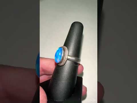 Vintage Moonstone with rainbows Ring 925 Sterling silver size 7 super Blue 🌙 #reseller #sale #reiki