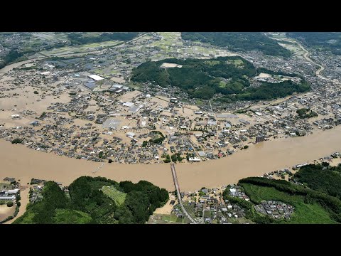 Japan floods: Aerial footage shows devastation on Kyushu