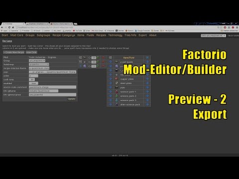 Factorio - Mod-Editor - Preview 2 - Exporting Prototypes