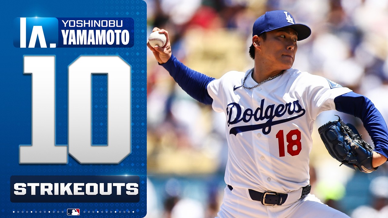 Yoshinobu Yamamoto strikes out 10 BATTERS during his SCORELESS START! 😮‍💨 | MLB Highlights