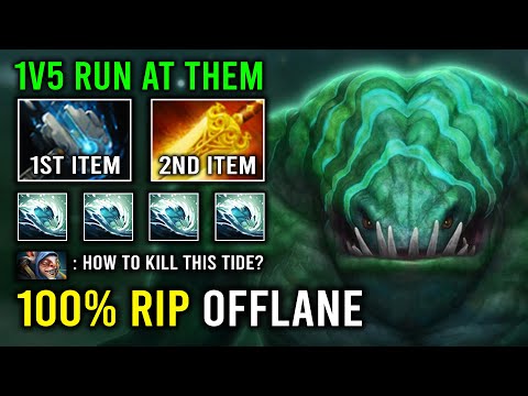 WTF 1st Item Hammer & 2nd Item Radiance 1v5 Kraken Shell Tidehunter 100% Deleted Meepo Riki Dota 2
