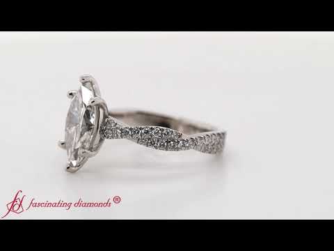 Marquise Cut Twisted Vine Lab Diamond Engagement Ring For Women