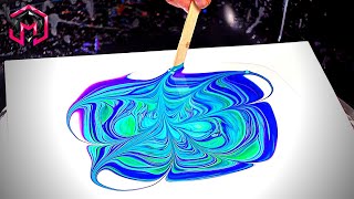 DAZZLING Negative Space with Embelishments Acrylic Pouring for Beginners