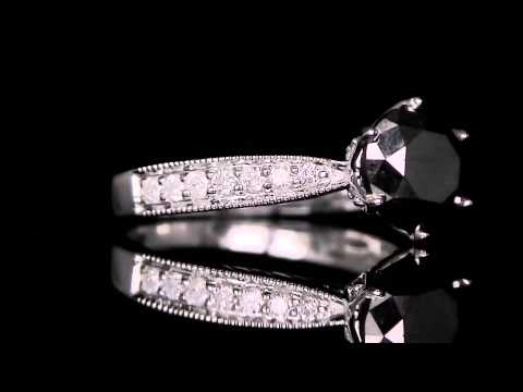 2.40 CT BLACK & SI1 F ROUND CUT DIAMOND 14K WHITE GOLD ENGAGEMENT RING
