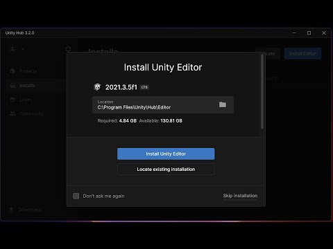 How to download and install Unity Editor using Unity Hub