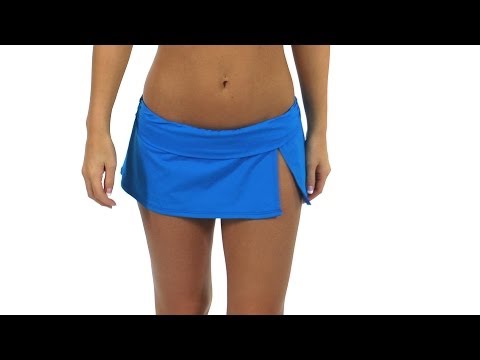 La Blanca Island Goddess Shirred Band Slit Skirted Hipster Bottom | SwimOutlet.com