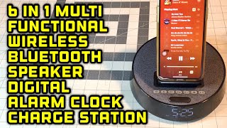 Freefish Alarm Clock Bluetooth Speaker Wireless Charging Station Review!!