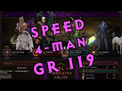 Diablo III Season 12 Gameplay - Speed 4man Greater Rift 119