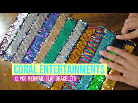 Twocolor decorative reversible charm sequins slap bracelets