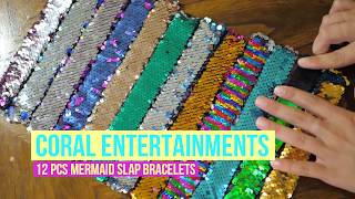 Coral Entertainments Mermaid Slap Bracelets. Two-color Decorative Reversible Charm Sequins