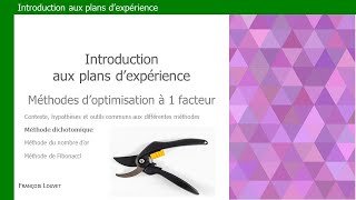 Méthodes d'optimisation à un facteur - Méthode dichotomique