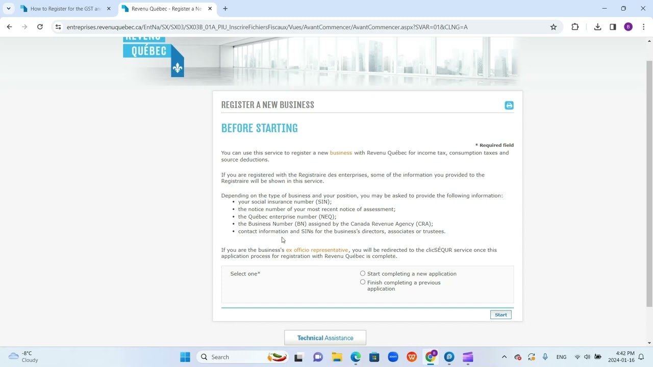 Register GST QST online