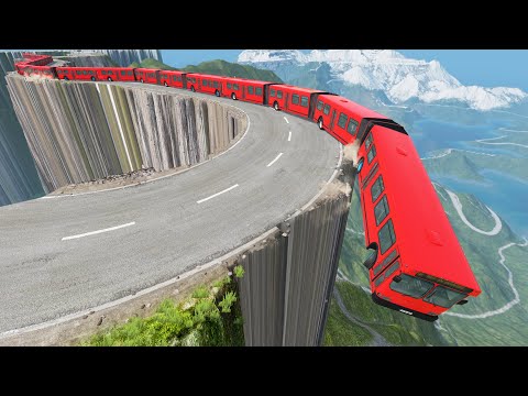 Long Articulated Bus Vs The Most Dangerous Road - Beamng.Drive