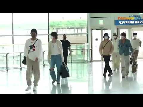 220529 - BTS OT6 at Incheon Airport, Seoul. Have a safe flight!💜