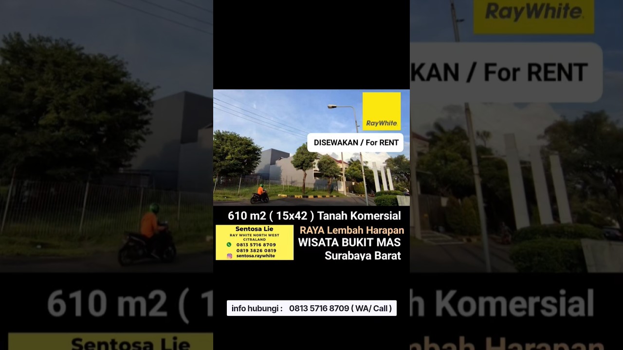 Disewakan 610 M2 Tanah Komersial Jalan Raya Kembar Wisata Bukit Mas 2 - Raya Lembah Harapan Surabaya Barat - Lokasi Hook Dekat Surabaya Grammer School, Binus, Pakuwon Mall, Ptc, Supermall - Cocok Buat Parkiran Mobil, Segala Usaha
