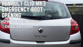 RENAULT CLIO MK3 | BOOT LOCKED HOW TO OPEN WITH A DEAD BATTERY (MANUALLY OPEN)2005-2012