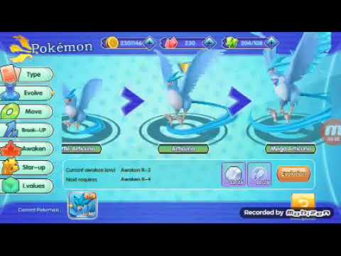 Evolving of articuno into mega articuno in pocketown