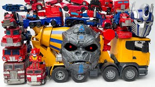 Concrete mixer, A Garbage Truck Excavator and Truck, Dump TRANSFORMERS: The Last Knight Full Mainan!