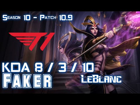 T1 Faker LEBLANC vs SYNDRA Mid - Patch 10.9 KR Ranked