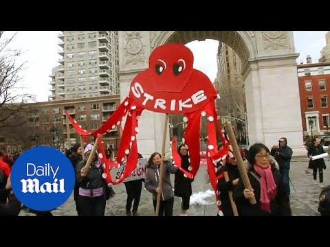 Hundreds of women rally in New York City for Women's Day - Daily Mail