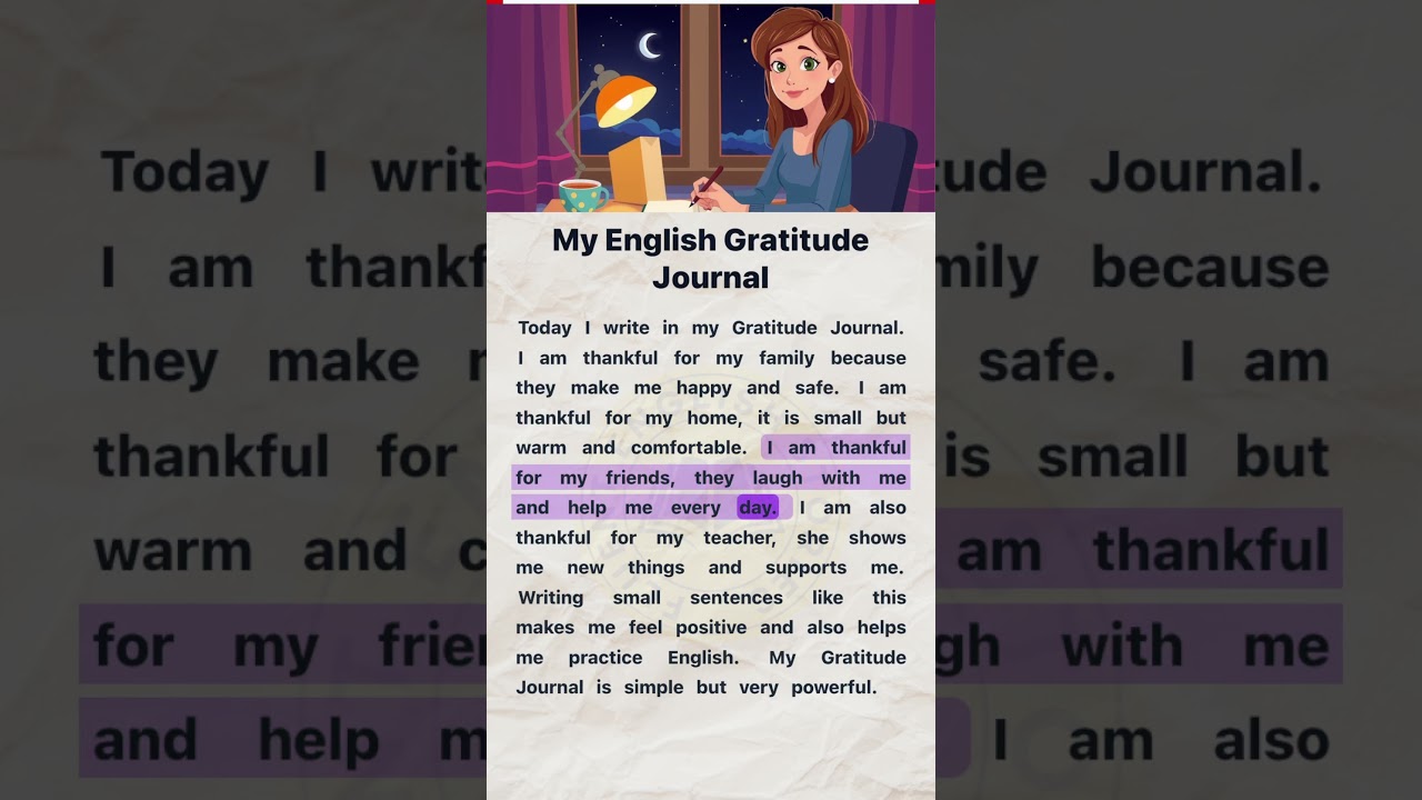 My Gratitude Journal | English Reading and Listening Practice #easyenglish #englishforbeginners