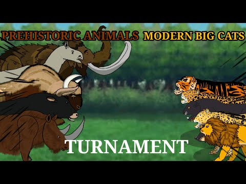 Prehistoric animals vs modern big cats turnament animation—all animation #dc2 #drowingcartoon2