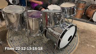 Video thumbnail for 1970s Fibes Chrome Over Fiberglass Drum Kit by Hawthorne Drum Shop