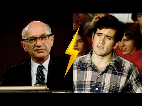 Milton Friedman schools young idealist on governement's role in free society
