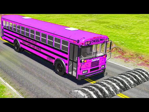 Bus vs Deep Water - Speed Bumps - Truck Bus Rescue - Chain vs Cars 👑 BeamNG Drive Challenge!