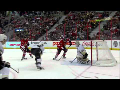 Daniel Alfredsson 2nd goal. Pittsburgh Penguins vs Ottawa Senators 24 Mar 2012. NHL Hockey350