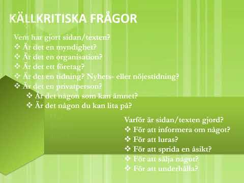 YouTube video about Beskrivning av källor och tester
