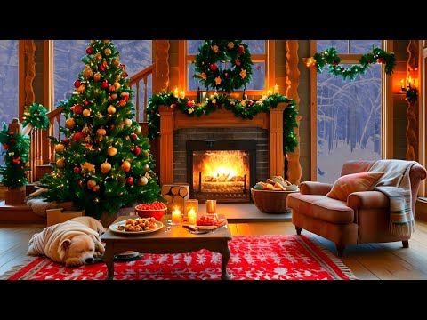 Snowstorm, Breathtaking View, Crackling Fire & dogs | Winter Ambience for Sleep, Relax or Study