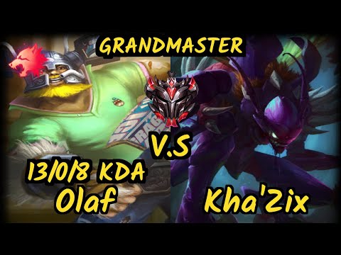 Cariok (OLAF) vs KHA'ZIX - 13/0/8 KDA JUNGLE GAMEPLAY - BR Ranked GRANDMASTER