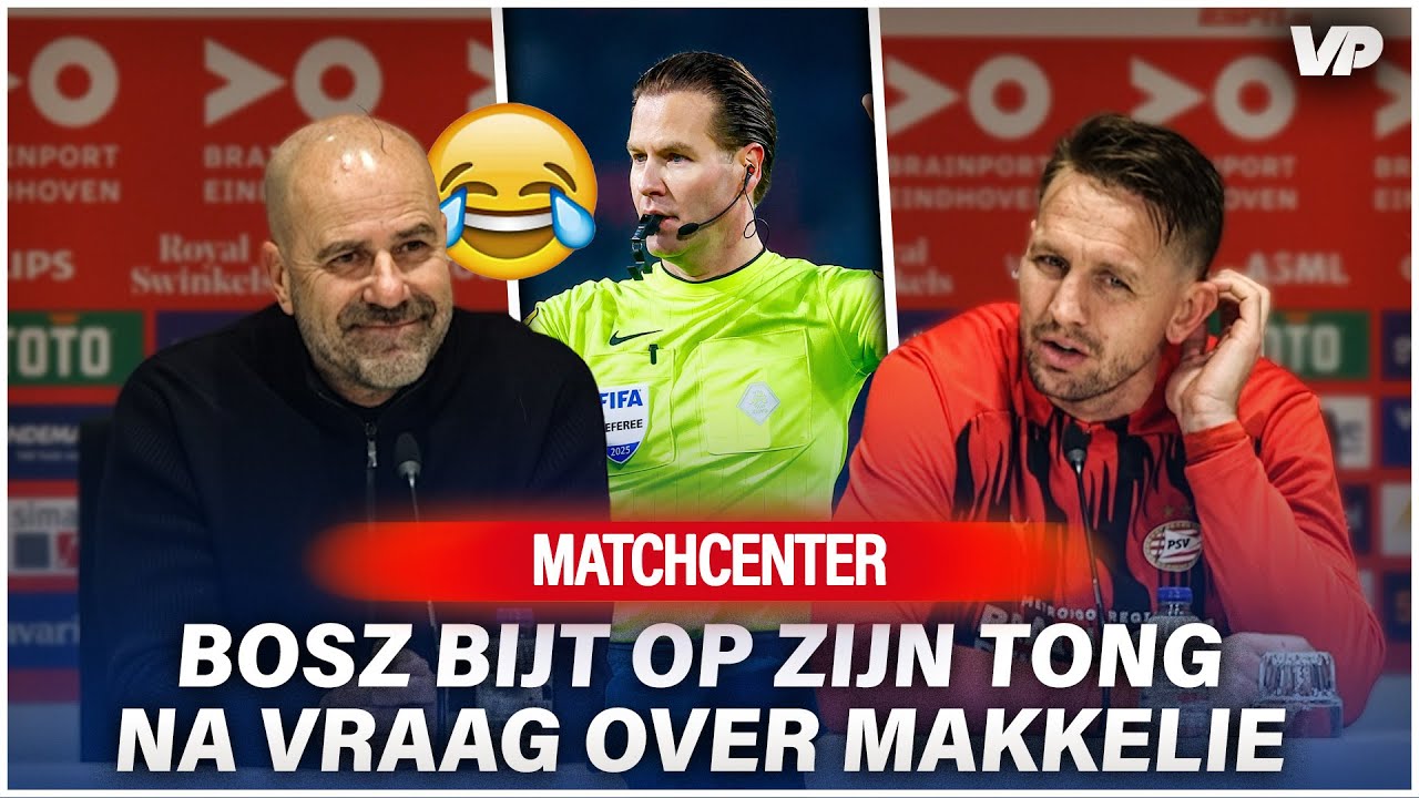 Thumbnail for article: Bosz en De Jong snappen niets van arbitrale beslissing Makkelie tijdens PSV - AZ