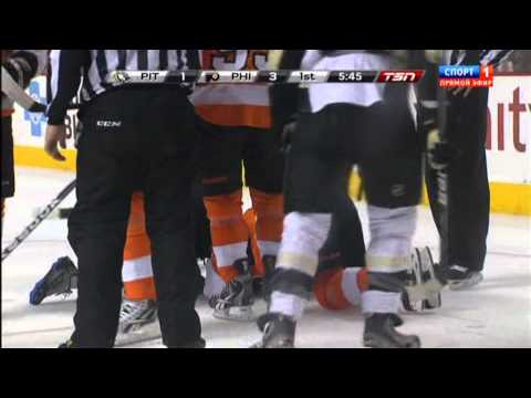 Brayden Schenn hits Paul Martin (Penguins vs Flyers) Playoffs NHL. Apr 15, 2012.