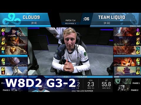 Liquid vs Cloud 9 | Game 2 S7 NA LCS Summer 2017 Week 8 Day 2 | TL vs C9 G2 W8D2