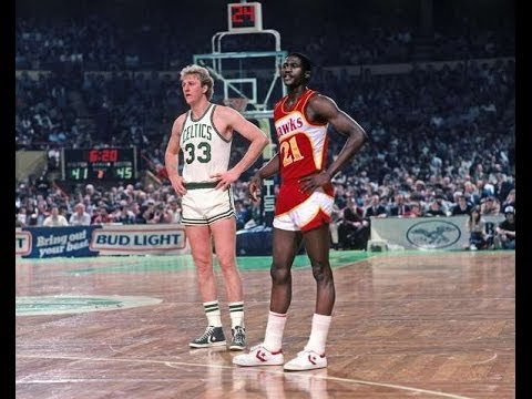 Larry Bird duels Rookie Dominique (26pts, 15reb - 1983 Gm 1 vs. Atlanta Hawks)