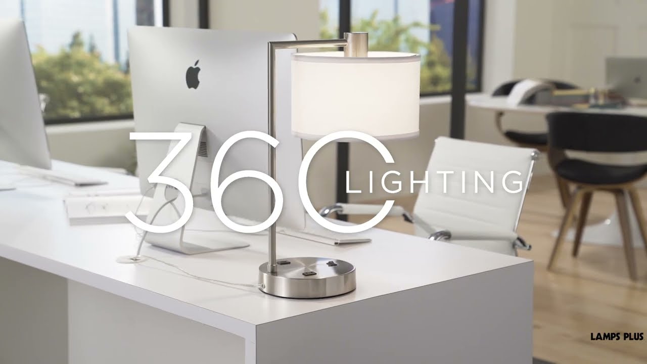 Watch A Video About the Colby Brushed Nickel Desk Lamp with Outlet and USB Port