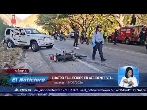 Cuatro fallecidos en accidente de tránsito en Mérida – El Noticiero emisión meridiana 18/09/26