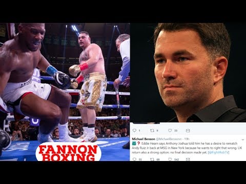 JOSHUA WANTS REMATCH IN USA...HEARN SAYS UK  | AJ  SUFFERS LOSS OF MEMORY AND POPULARITY