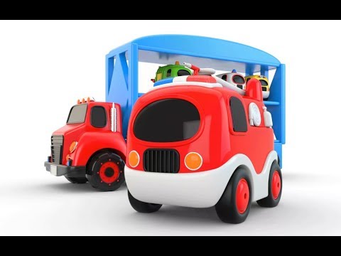 Colors for Children to Learn with Street Vehicles with Multilevel Car Parking for Kids