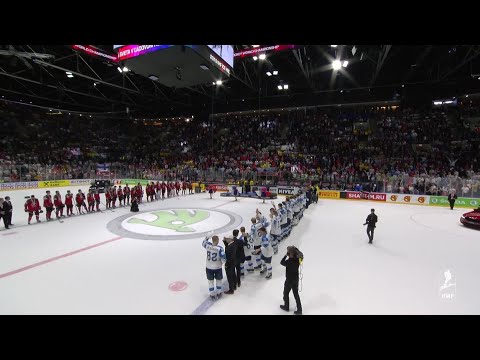 Хоккей Finland sings the national anthem to celebrate a gold medal at #IIHFWorlds
