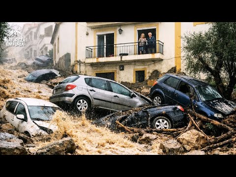 Chaos in Portalegre: Mudslide sweeps away cars and isolates hospital.