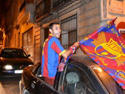 Aficionados del FC Barcelona en Abarán celebran su cuarta Copa de Europa