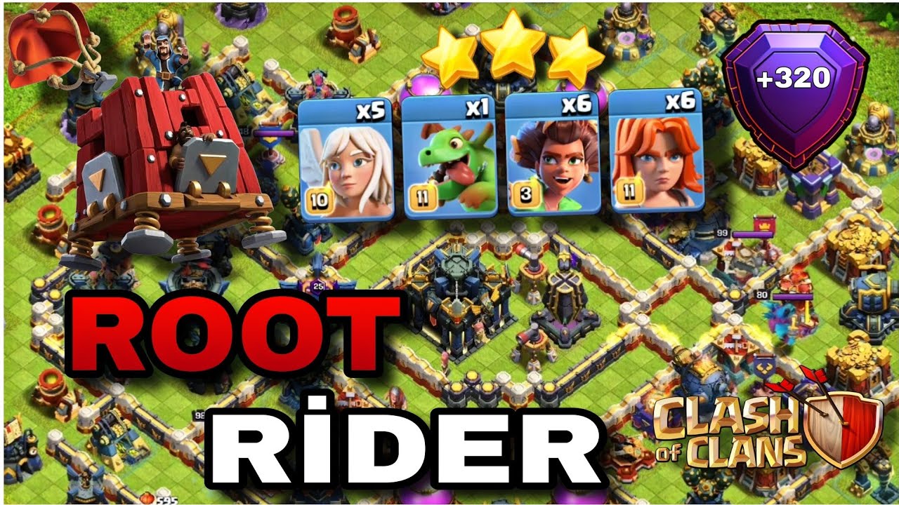 Clash of Clans Belediye Binası 17 En Kolay 3 Yıldız Yapma - 3 STAR ANY TH17 Root Rider Attack