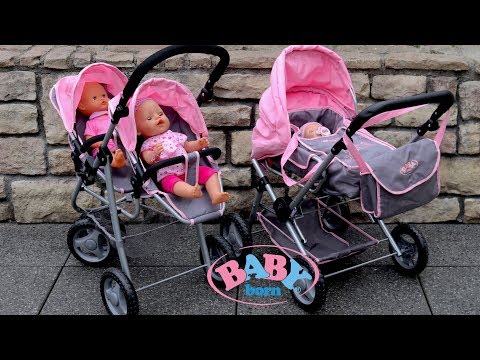 Baby Born Twin Jogger & Duplex Pram | Unboxing, Assembly & Doll Stroller Walk